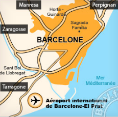 Carte de Barcelone avec l'aéroport international