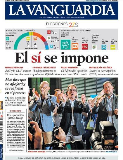 Une du journal barcelonnais "la vanguardia"
